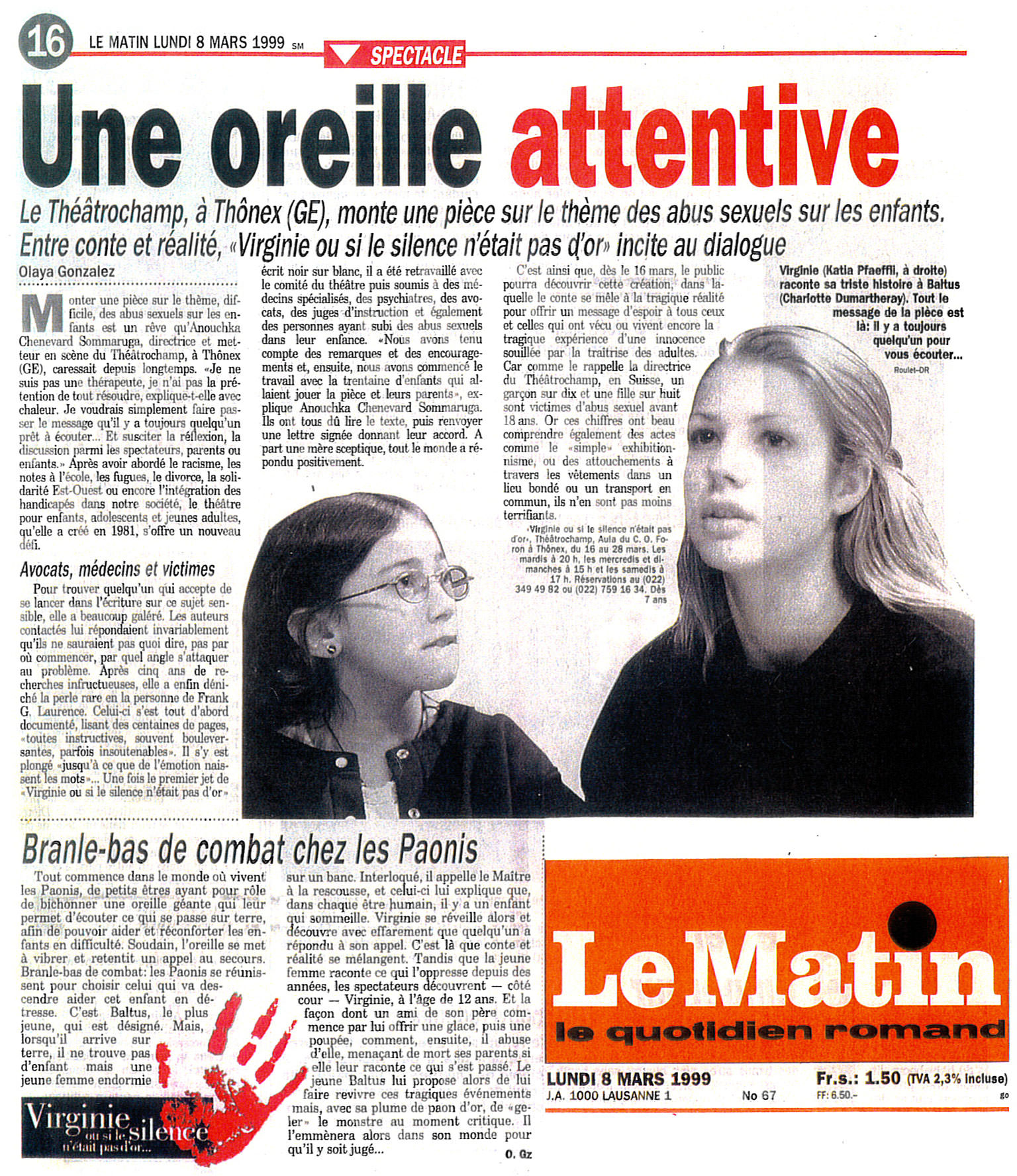 LE-MATIN-8-MARS-1999-VIRGINIE-bg - THEATROCHAMP